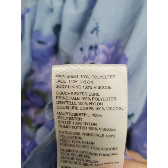 FREE PEOPLE DAPHNE Lace Smocked Cropped Long Sleeve Babydoll Top Blue Small NWT - Picture 8 of 9